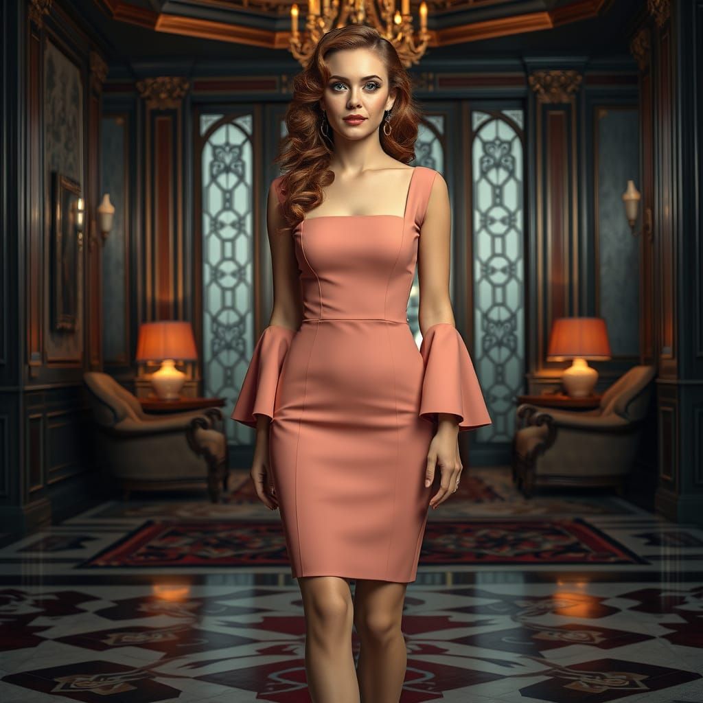 Ceramic Dress Art Deco Woman in Parlor