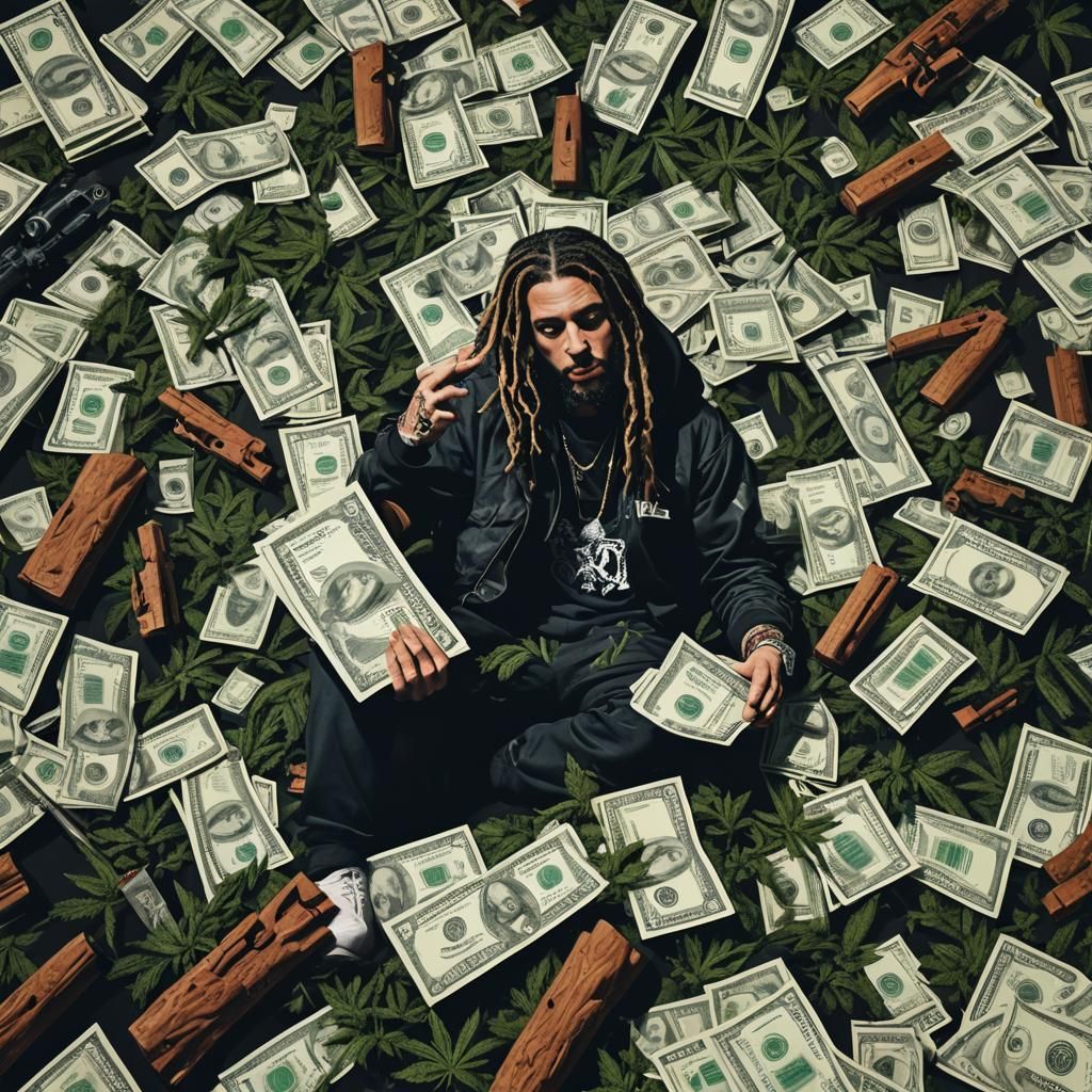 Suicideboys Album Cover Art with Guns and Money