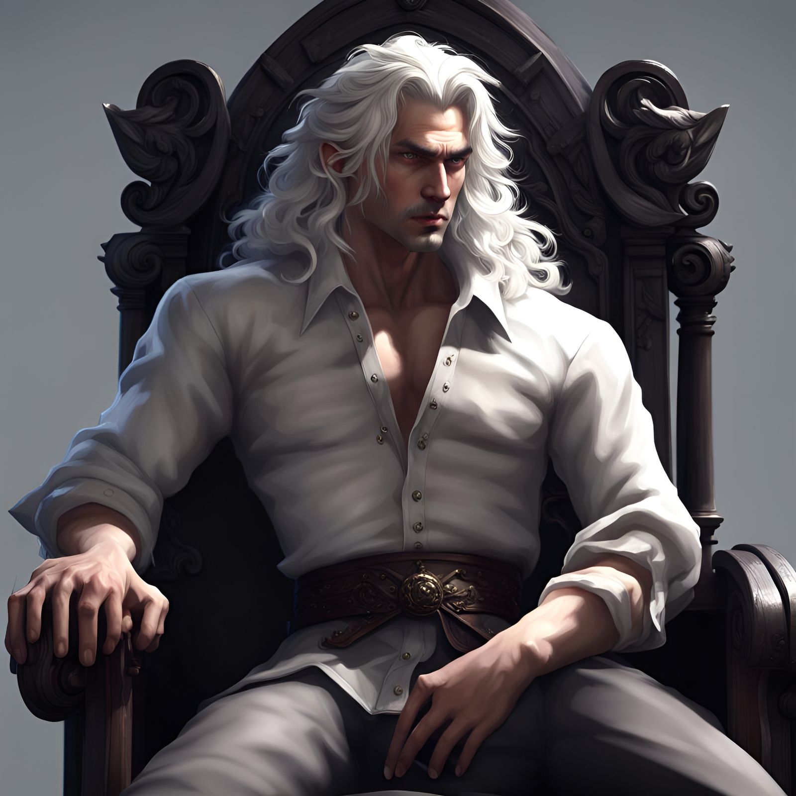 Regal Man on Throne in Dark Fantasy 3D Render