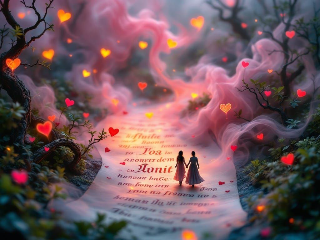 Whimsical Scroll Unfurls with Fiery Runic Script and Glowing...