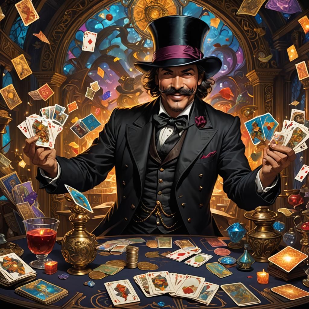 Fantasy Tarot Card Dealer with Magic Items