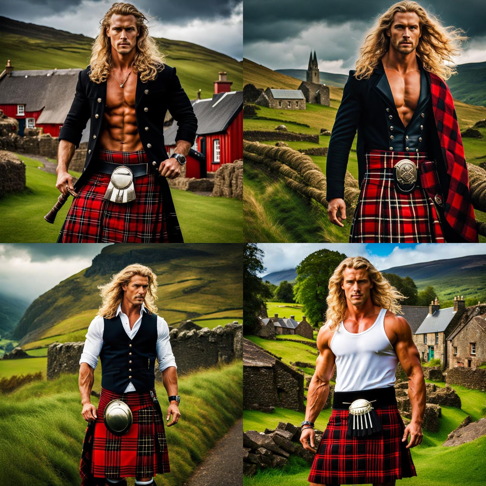 Scottish Man in Kilt with Blonde Hair