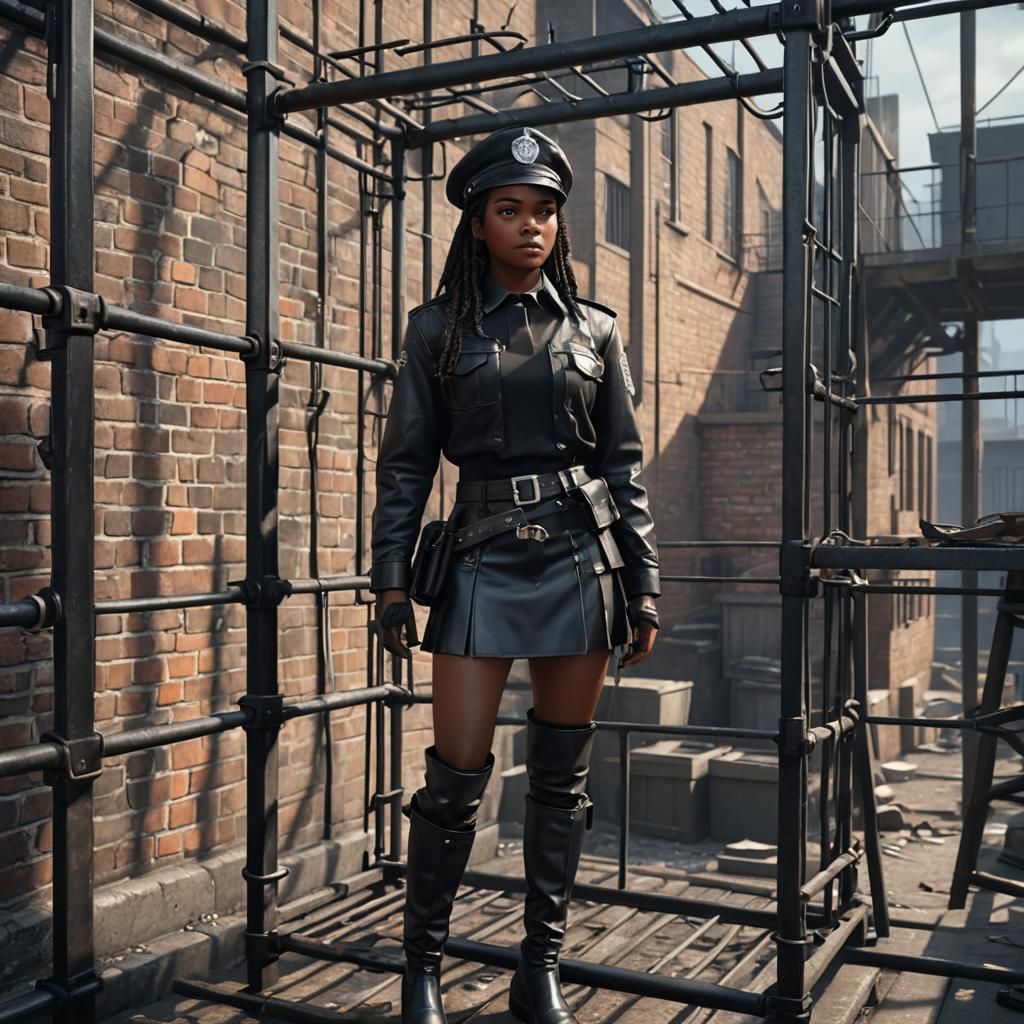 Woman in Leather Uniform, 3D Game Cinematic Graphics