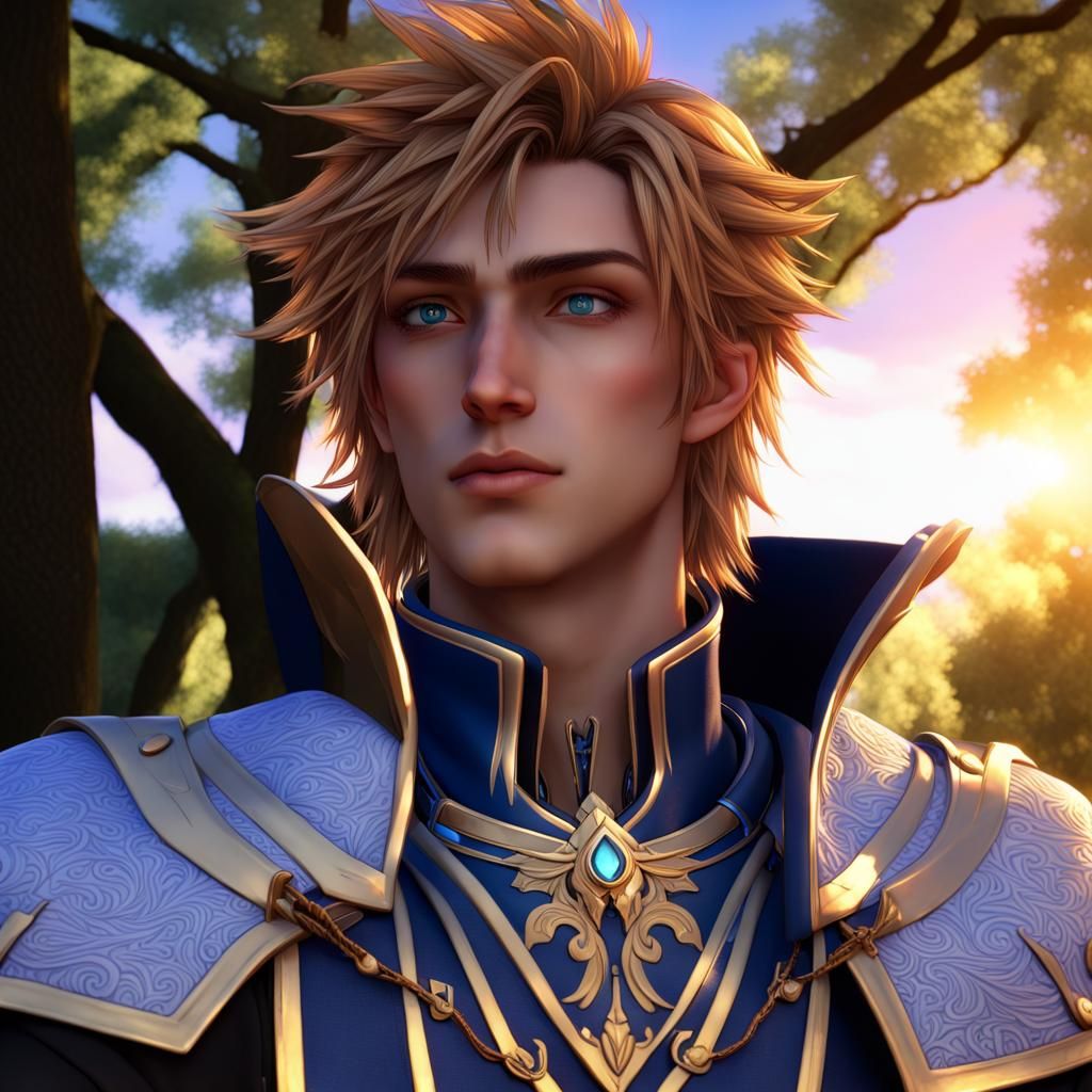 Gil-galad Portrait in Prismatic Holographic Style