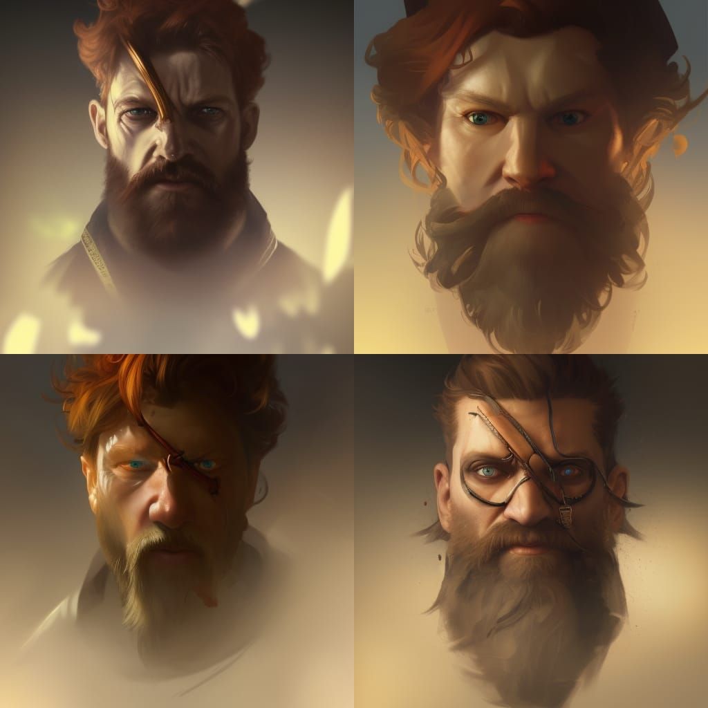 Ginger Pirate Portrait in Digital Art Style