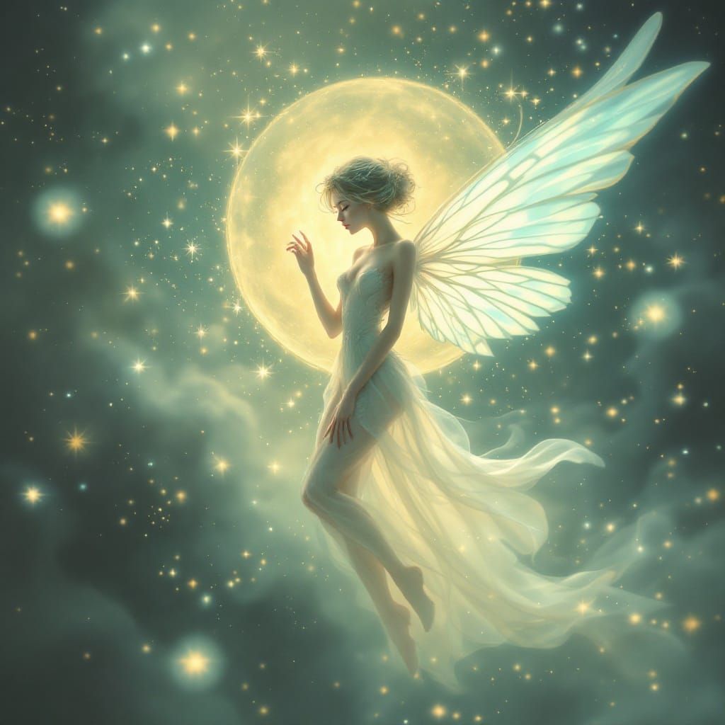 Dreamy Fairy in Moonlit Whimsy