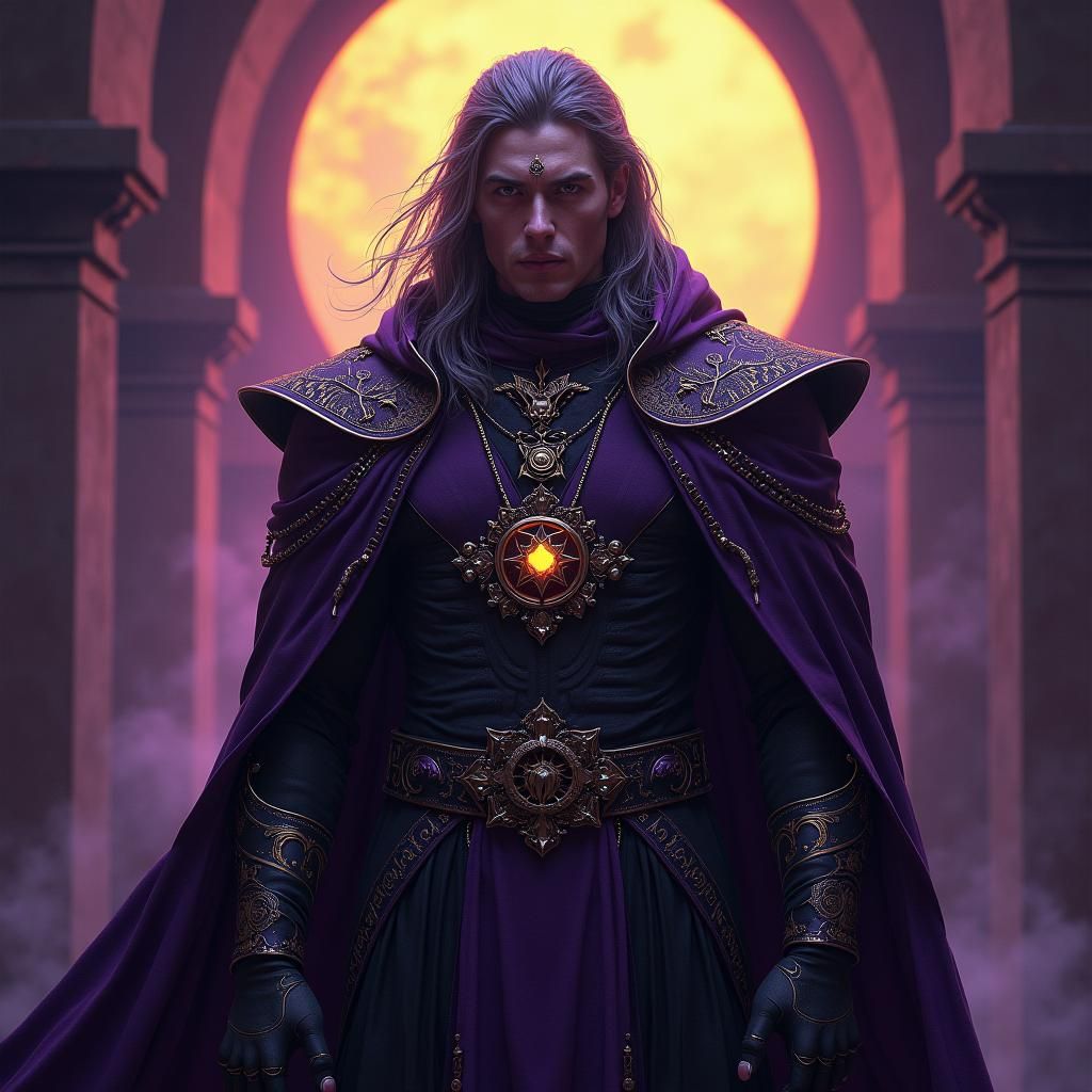 Dark Fantasy Hero in Ornate Attire