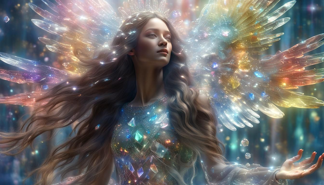 Crystallized Goddess Angel in Motion