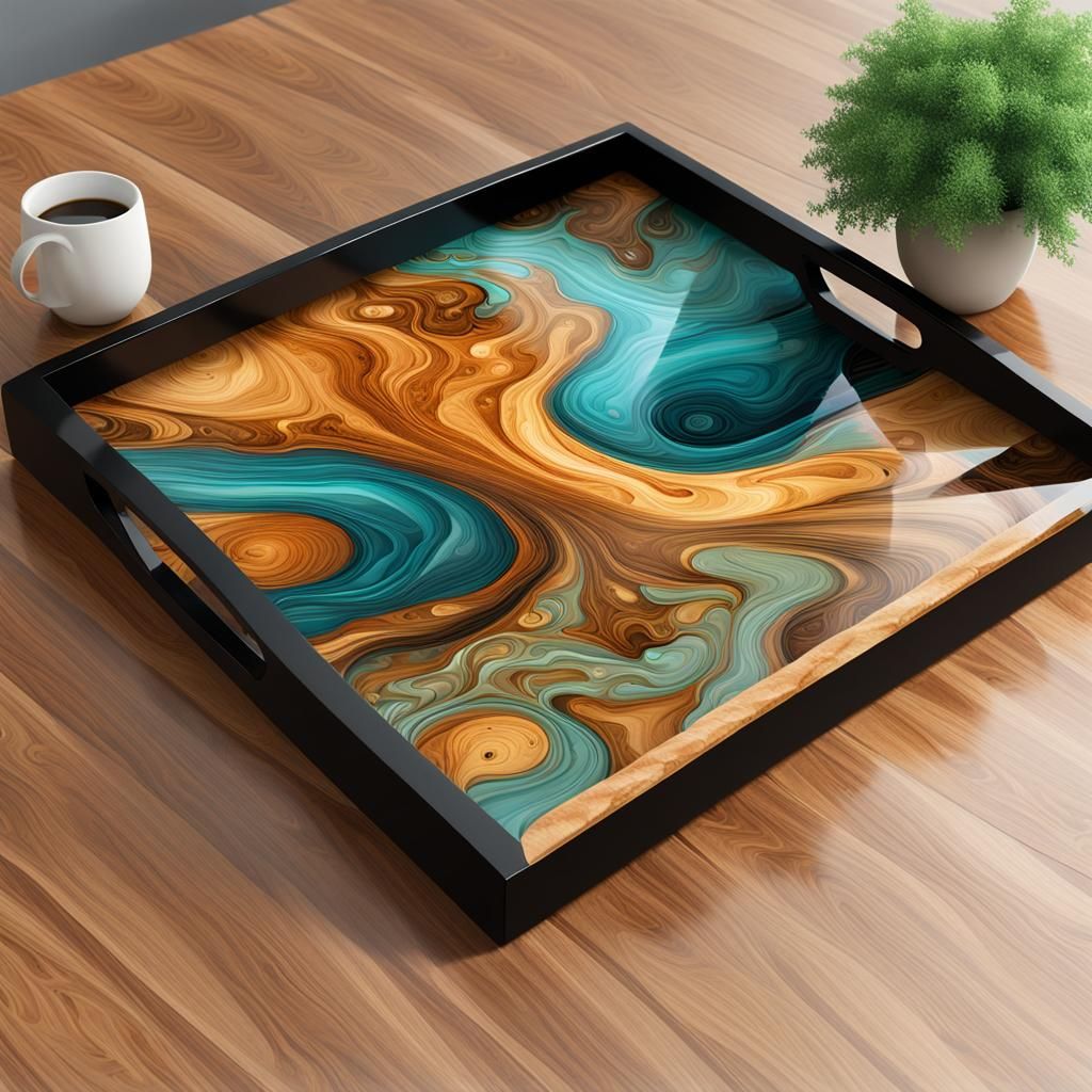 Trendy Epoxy Resin Serving Tray in Modern Home