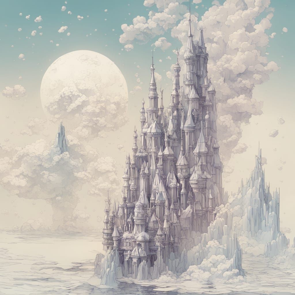 Surreal Crystalline Spire Rises From Chaotic Sea