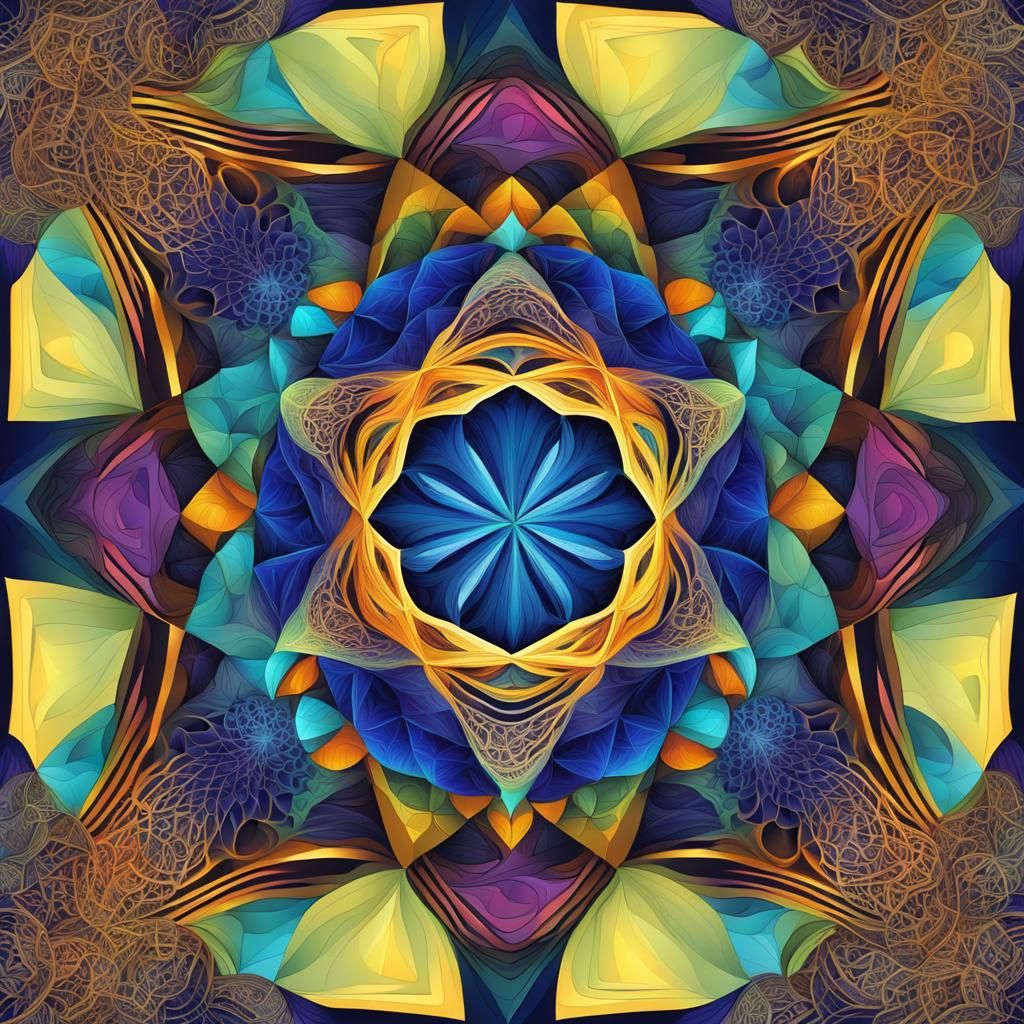 Vivid Sacred Geometry Abstract Fractal Art