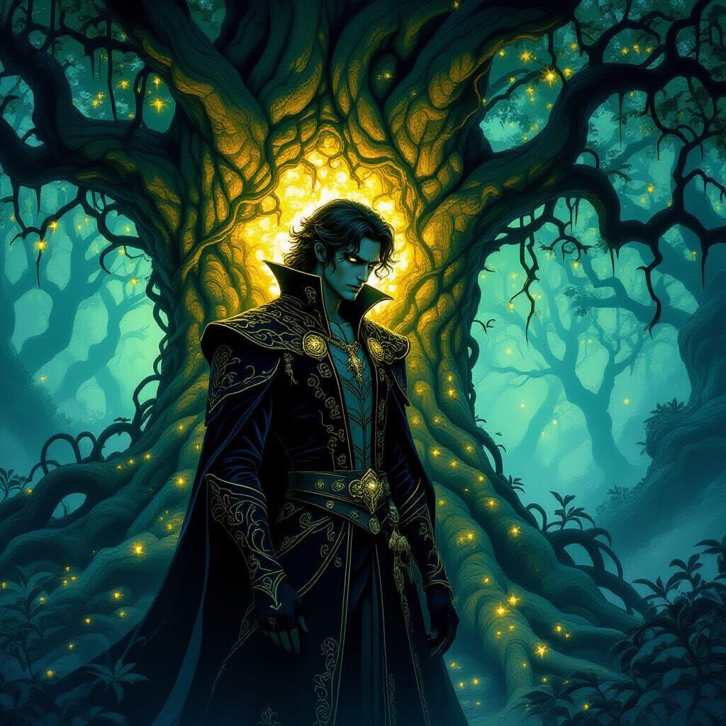 Cursed Prince in Dark Fairytale Forest