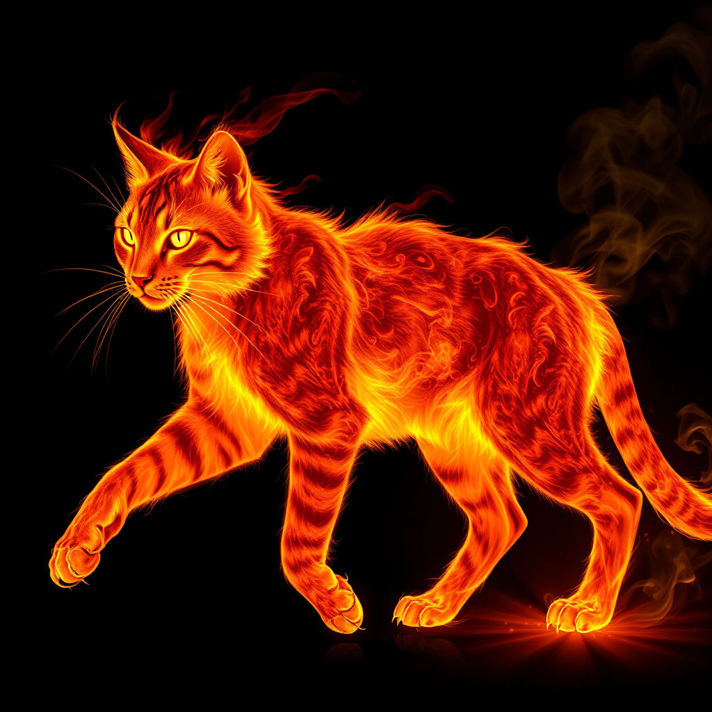 Fiery Wildcat of Living Flames in 8K