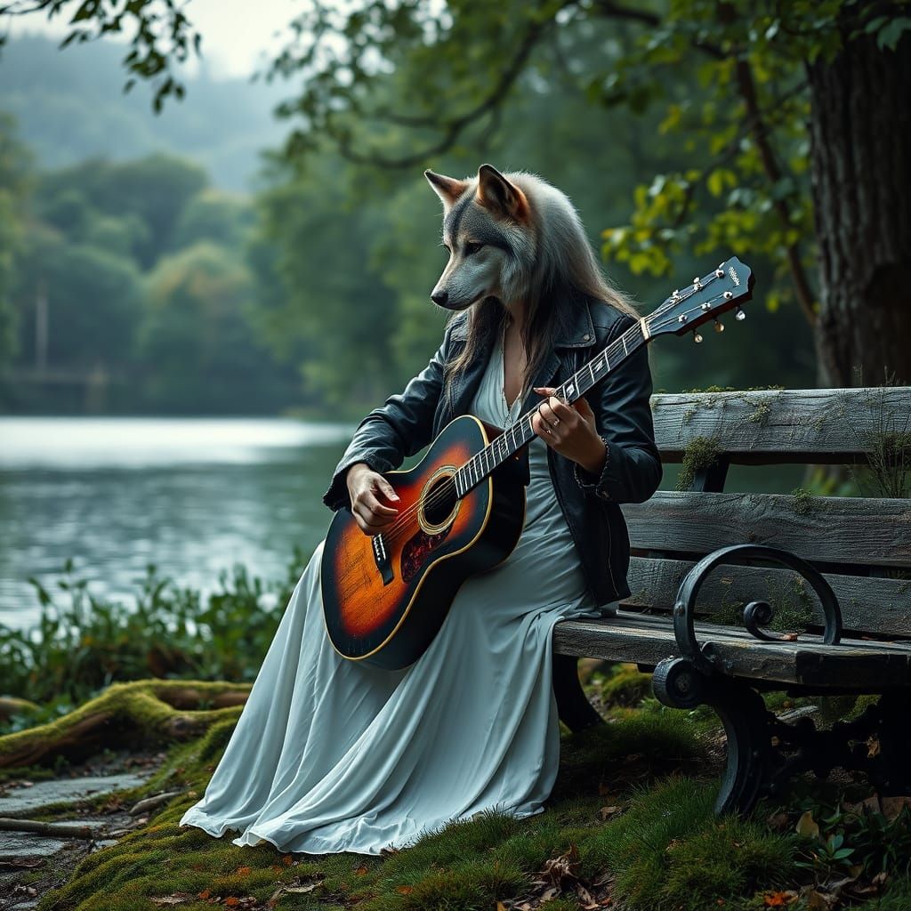 Werewolf Woman Lost in Serene Nature