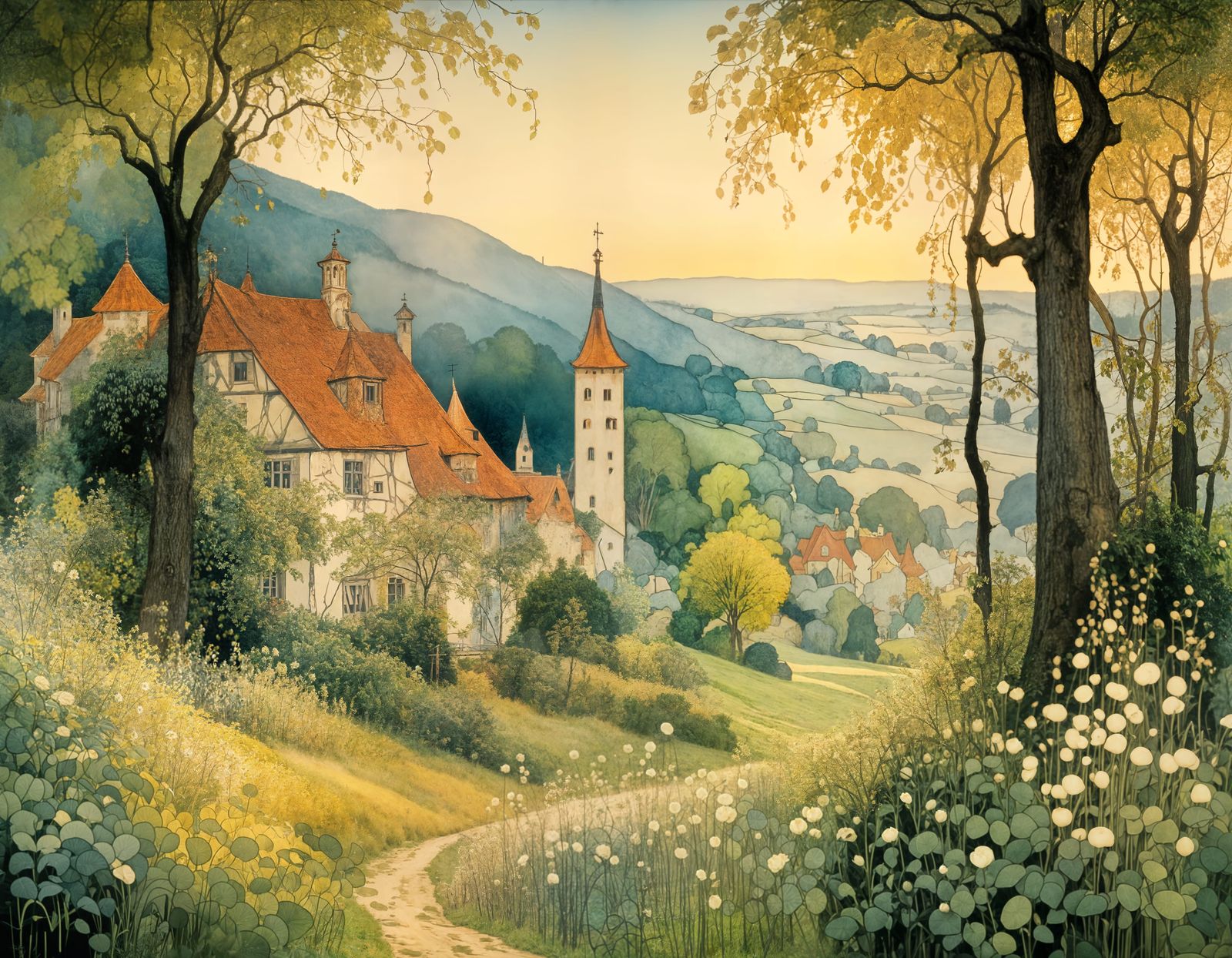 Bavarian Autumn Landscape Shines After Rain