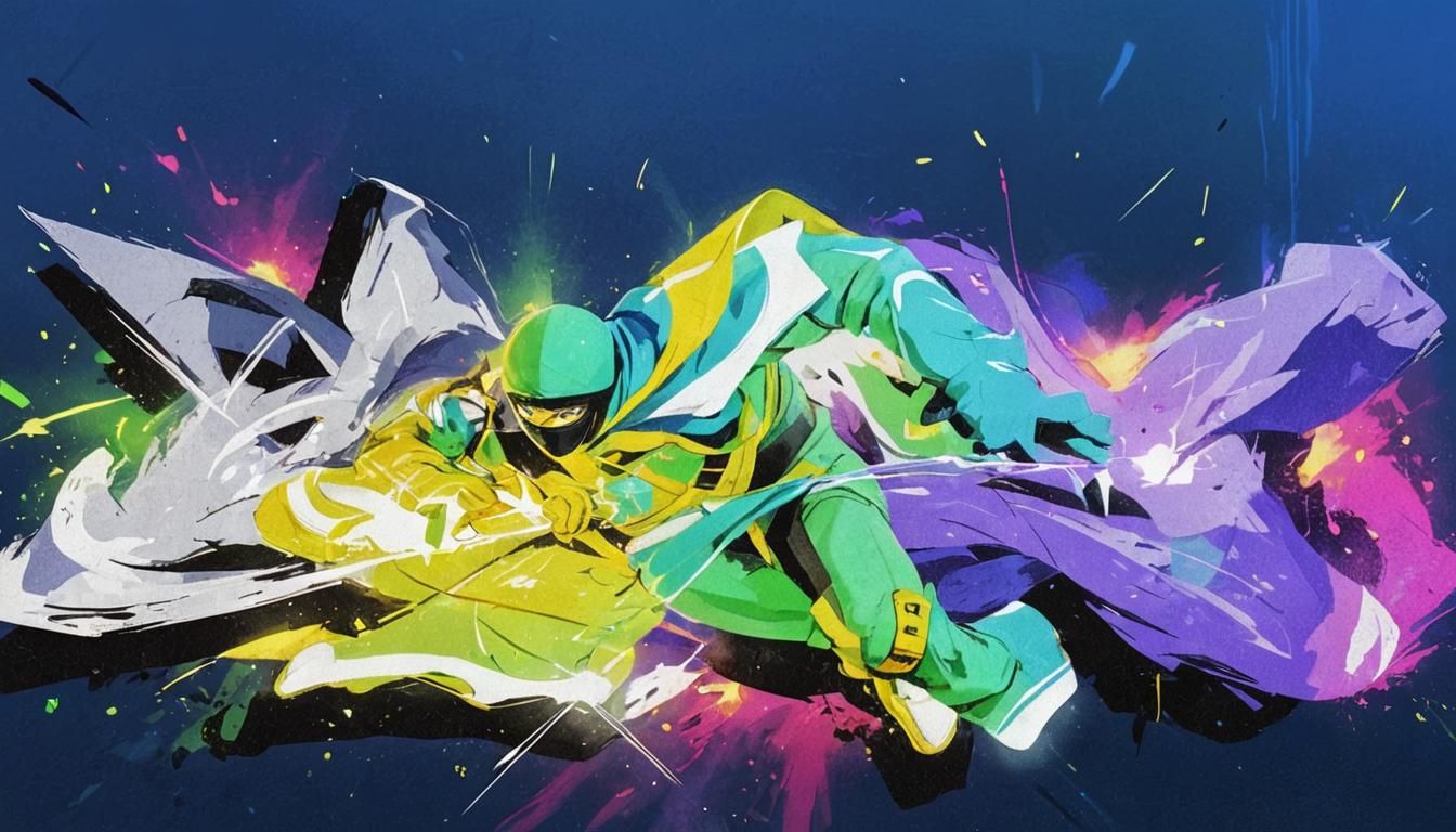 Dynamic Anime-Style Ninja Action Shot