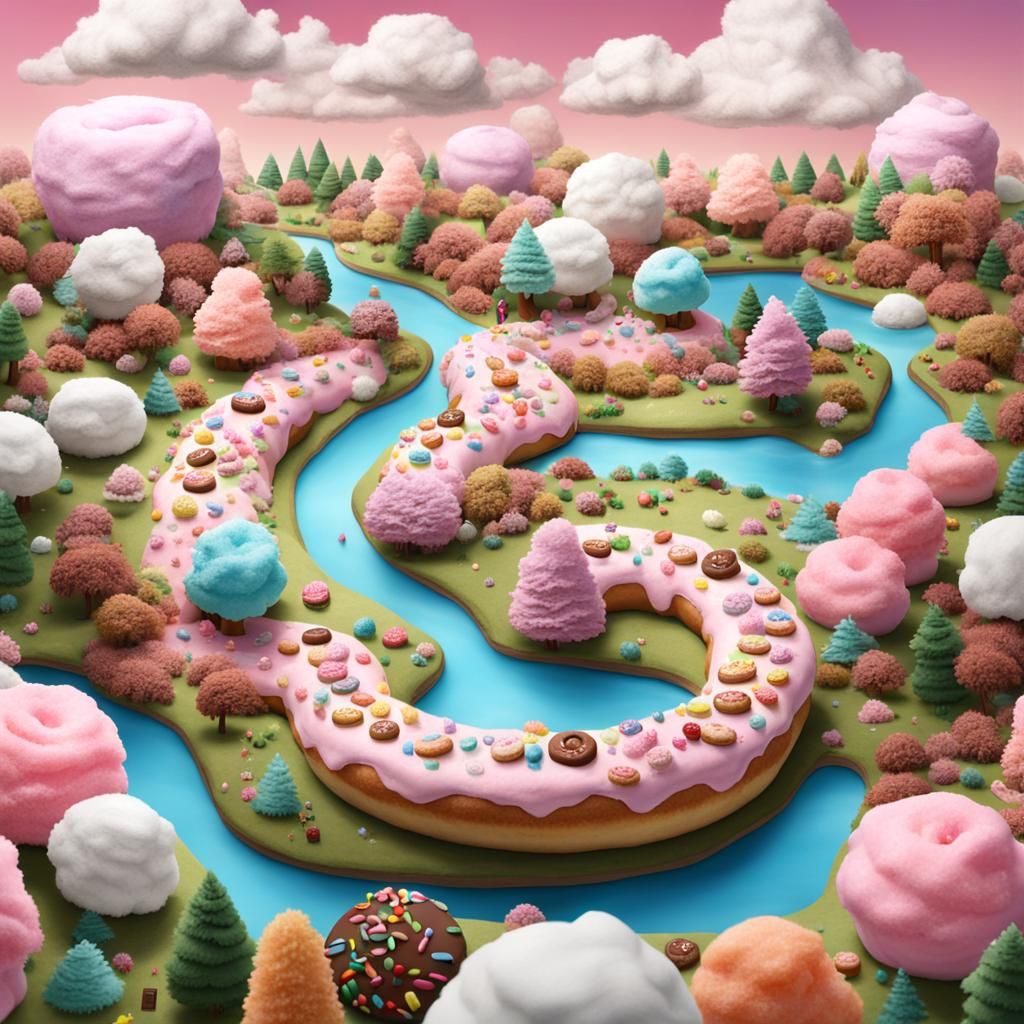 Hyperrealistic Donut World with Candy Elements