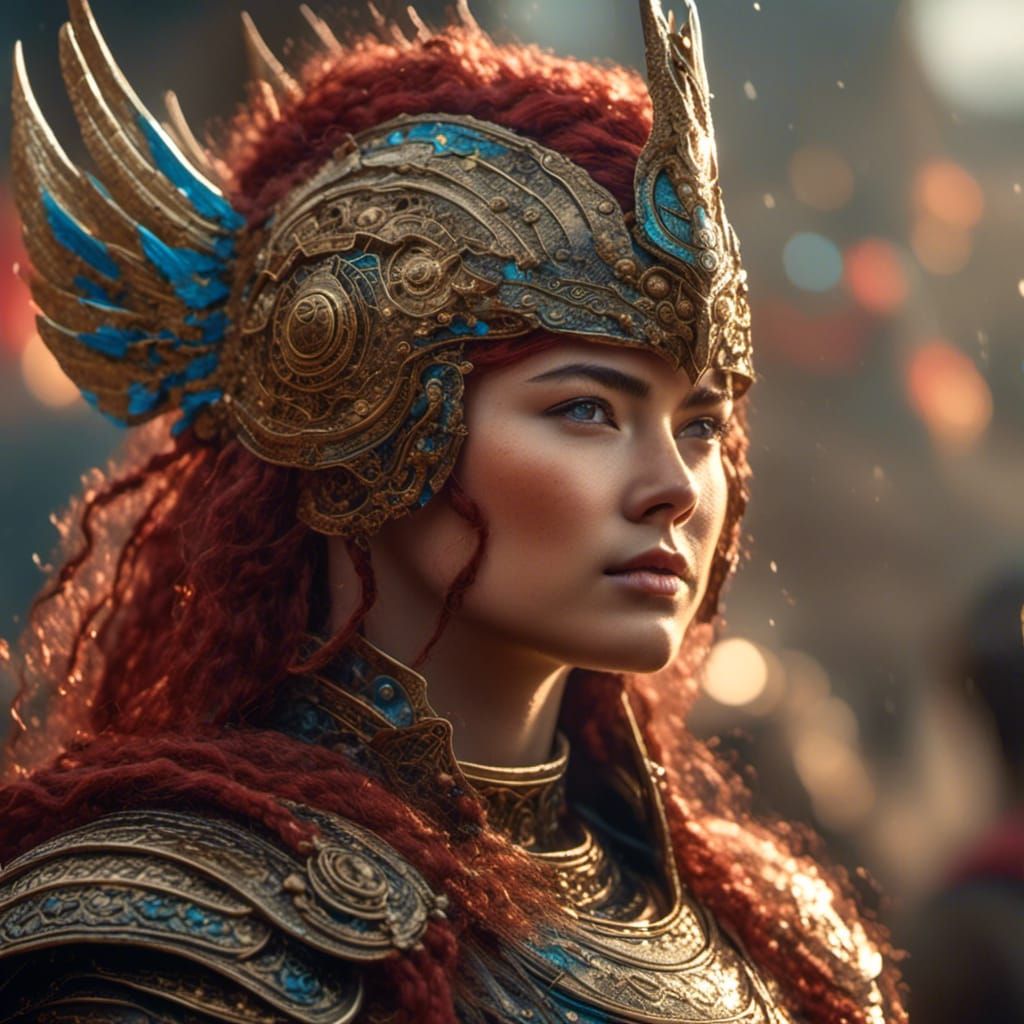 Stylized AI Image of a Female Warrior