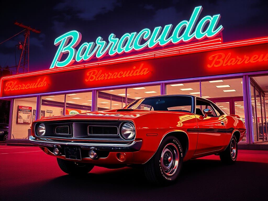 1970 Plymouth Barracuda in Retro Neon Glow