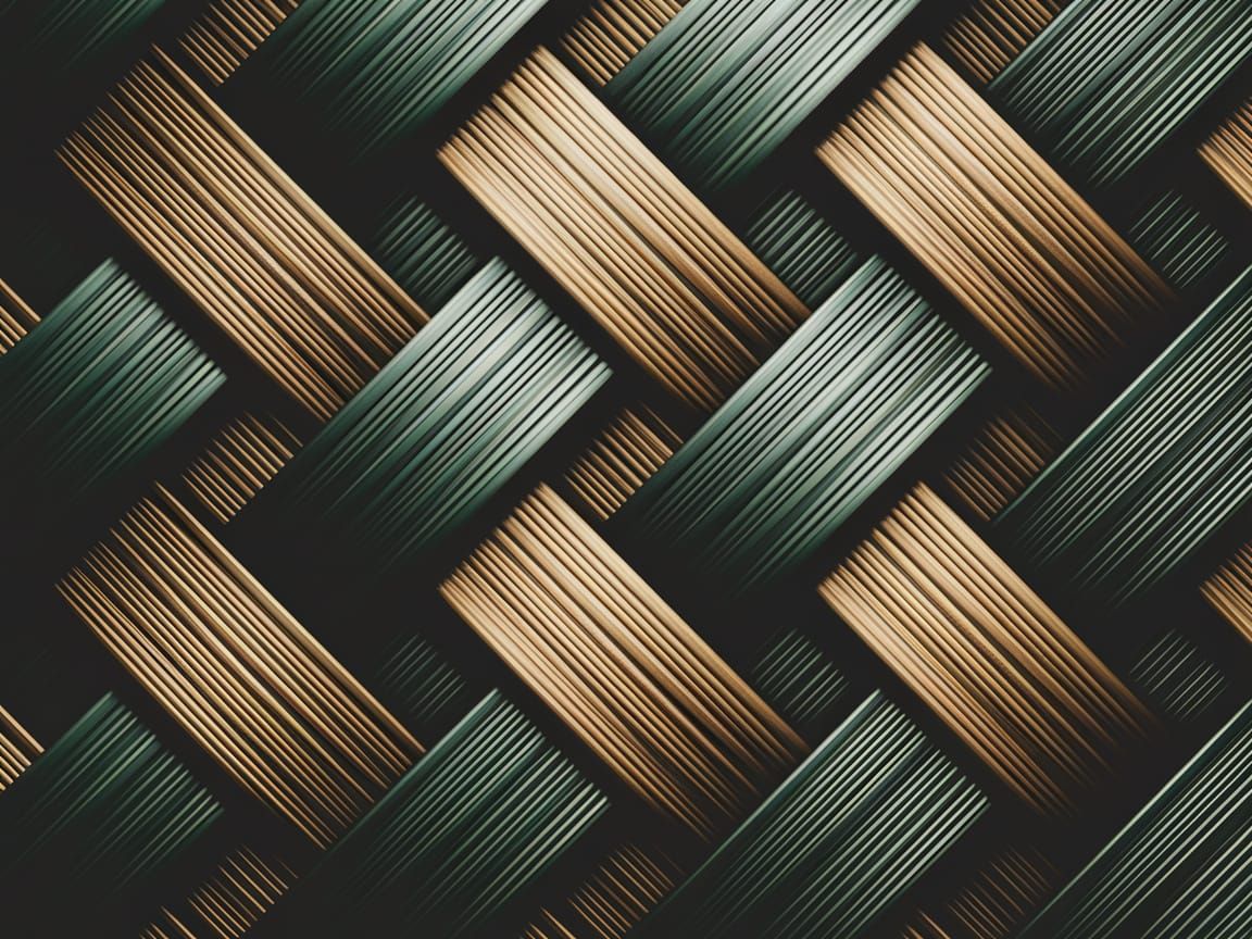 Dark Green and Gold Wooden Crisscross Pattern