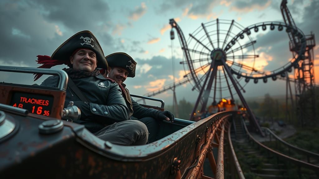 Pirates on a Rollercoaster at Twilight