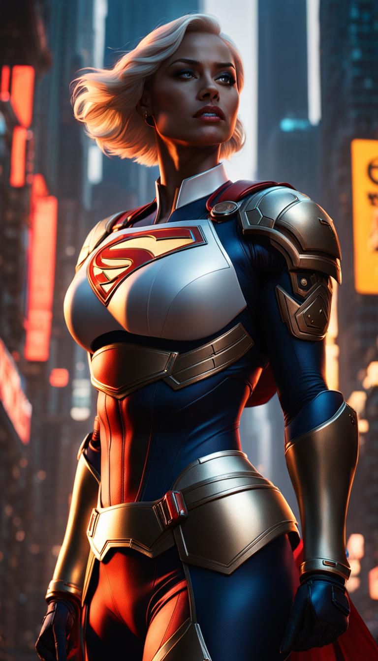 Power Girl in Dynamic, Detailed Composition