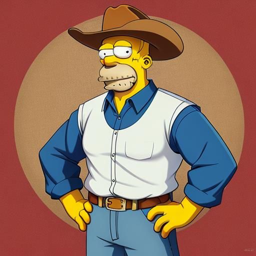 Homer Simpson as Cowboy in Anime Style