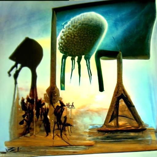 Surreal Bacteriophage Attack: Dali-esque Oil Painting