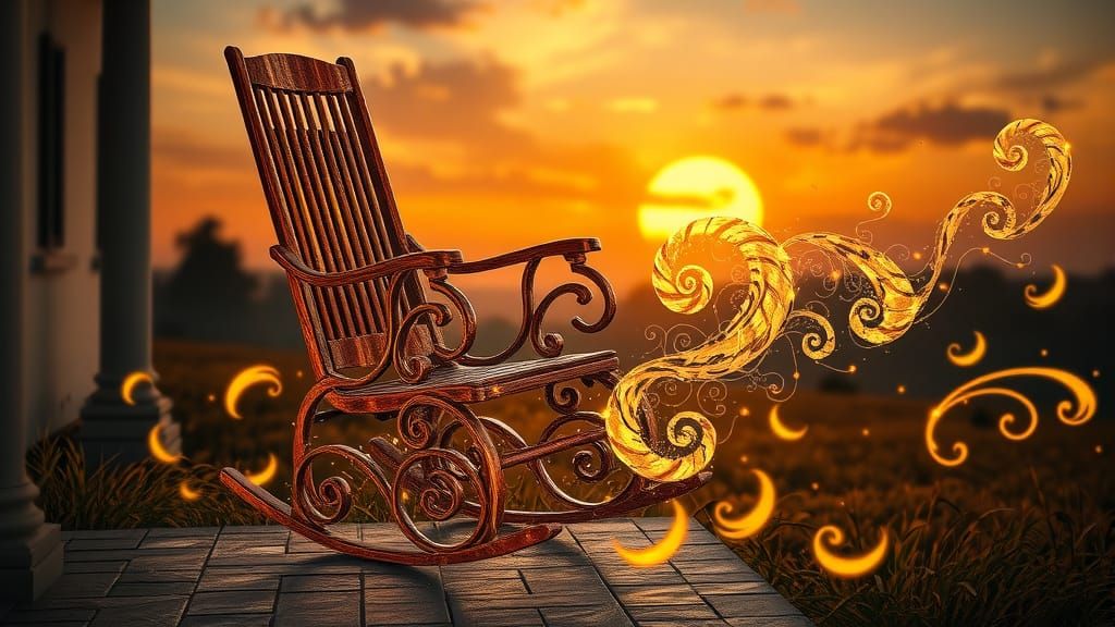 Surreal Rocking Chairs in Impasto Style