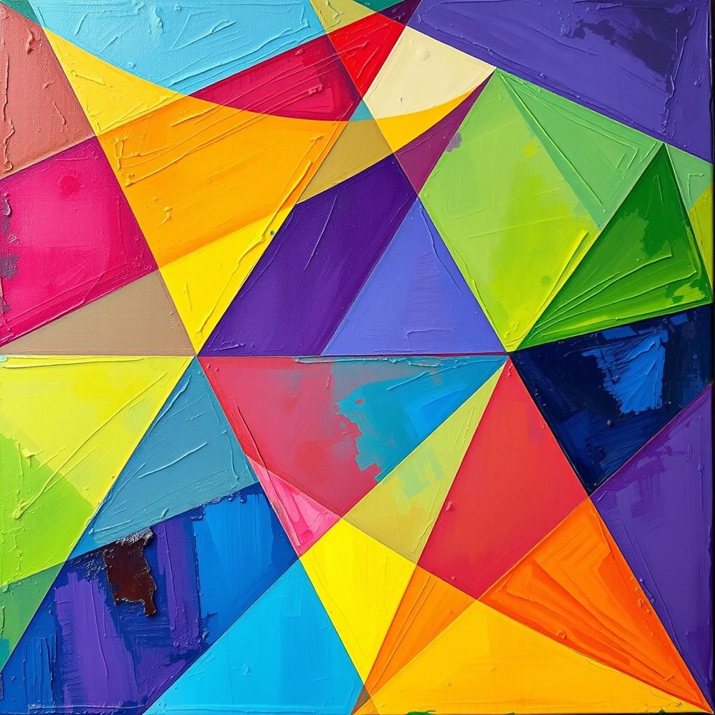 Rainbow Triangles in Neo-Impressionist Oil Painting