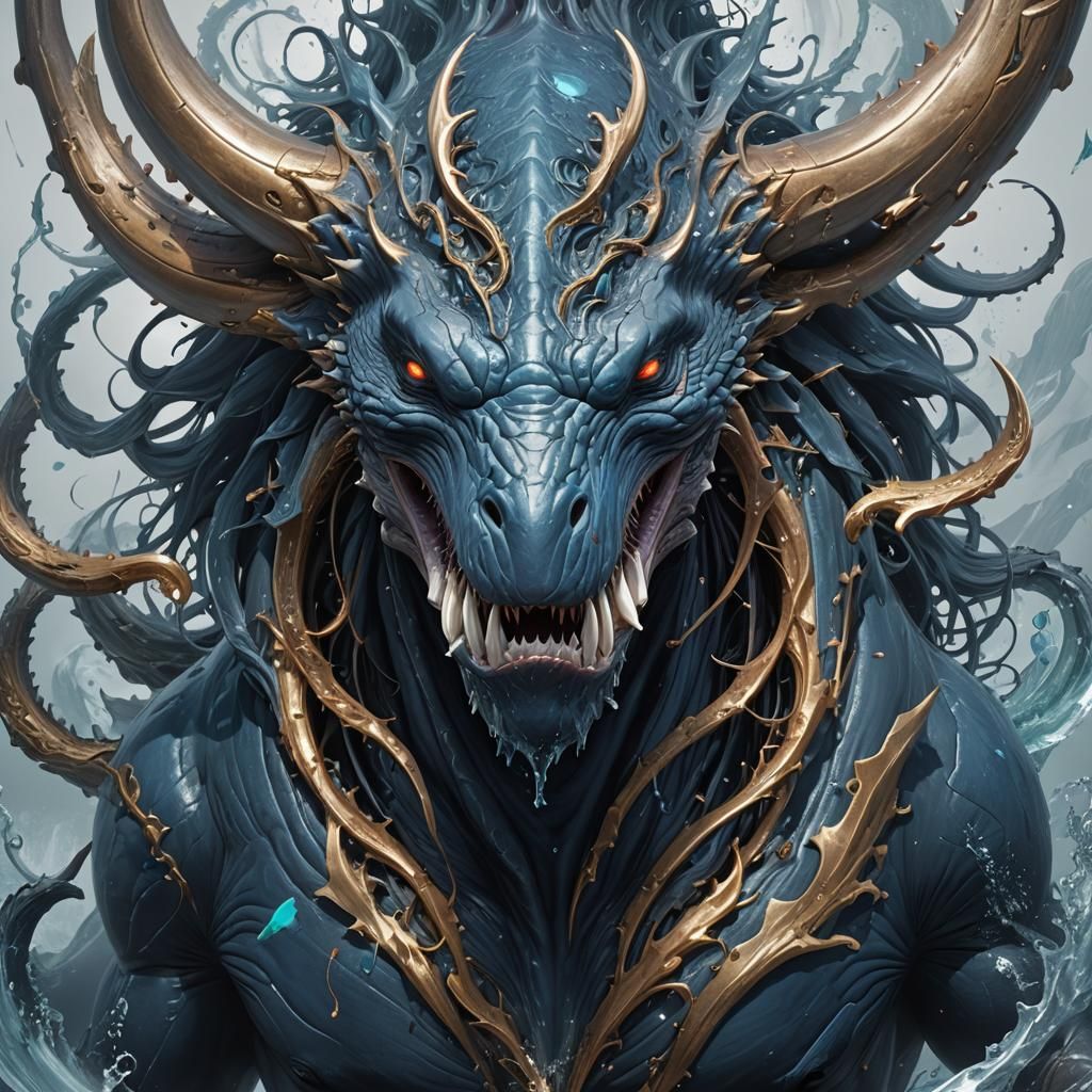 Demonic Blue Whale Behemoth Portrait