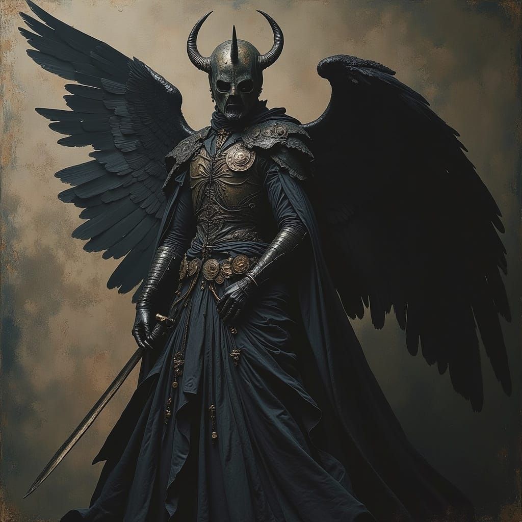 Dramatic Dark Angel in Gothic Fantasy Style
