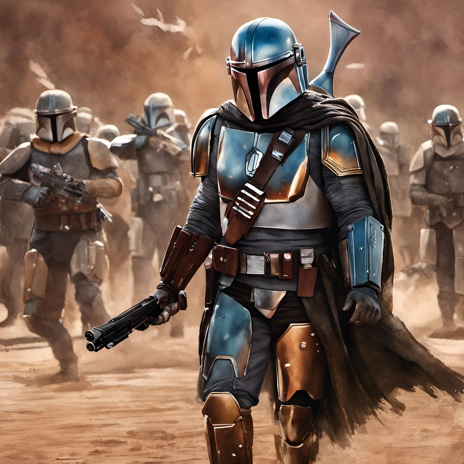 Din Djarin Ready for Battle as Watercolor