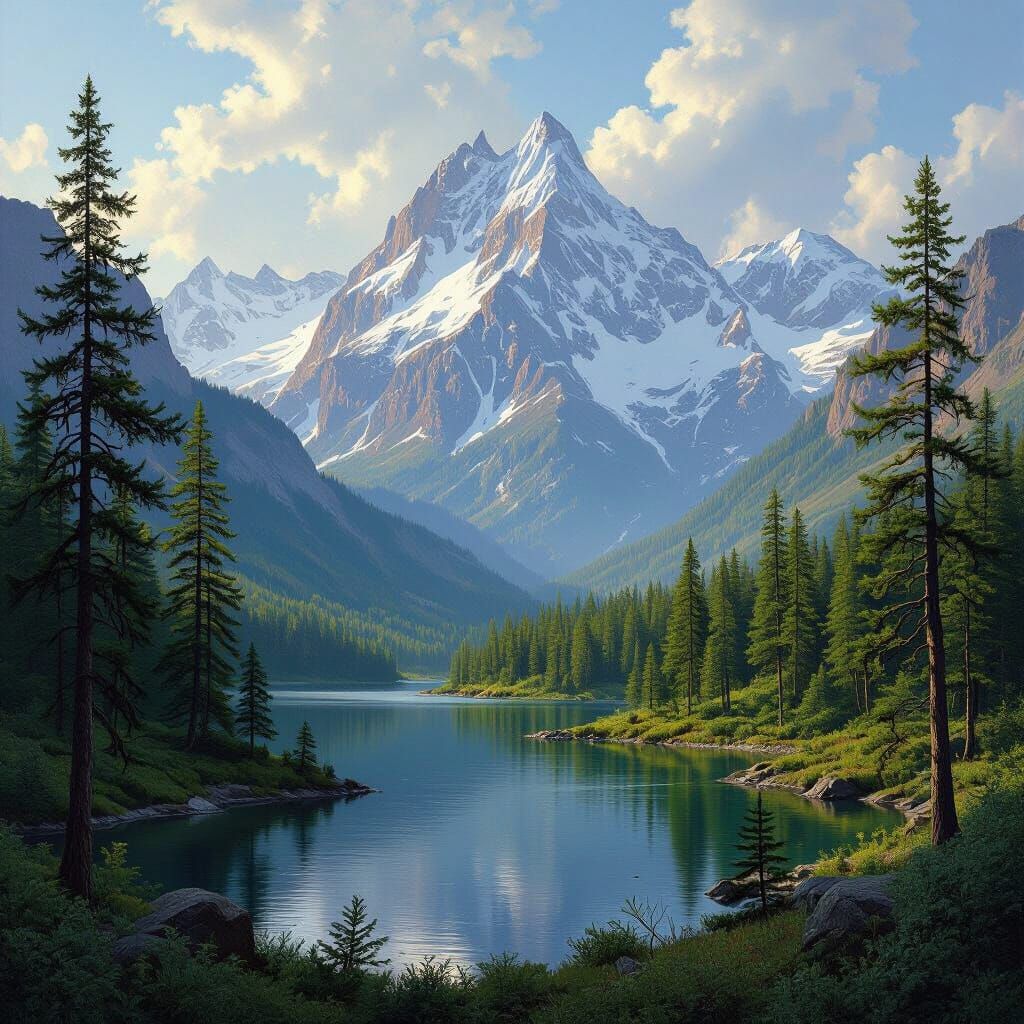 Majestic Mountain Landscape in Romantic Style