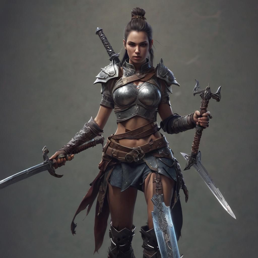 Young Warrior with Three-Faced Sword