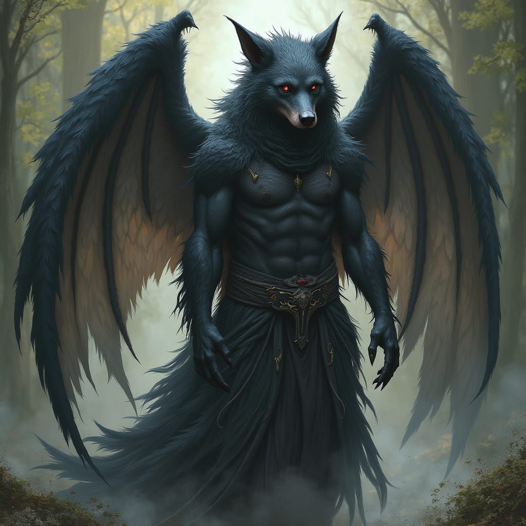 Vampire Werewolf Hybrid in Mystical Dark Fantasy Art