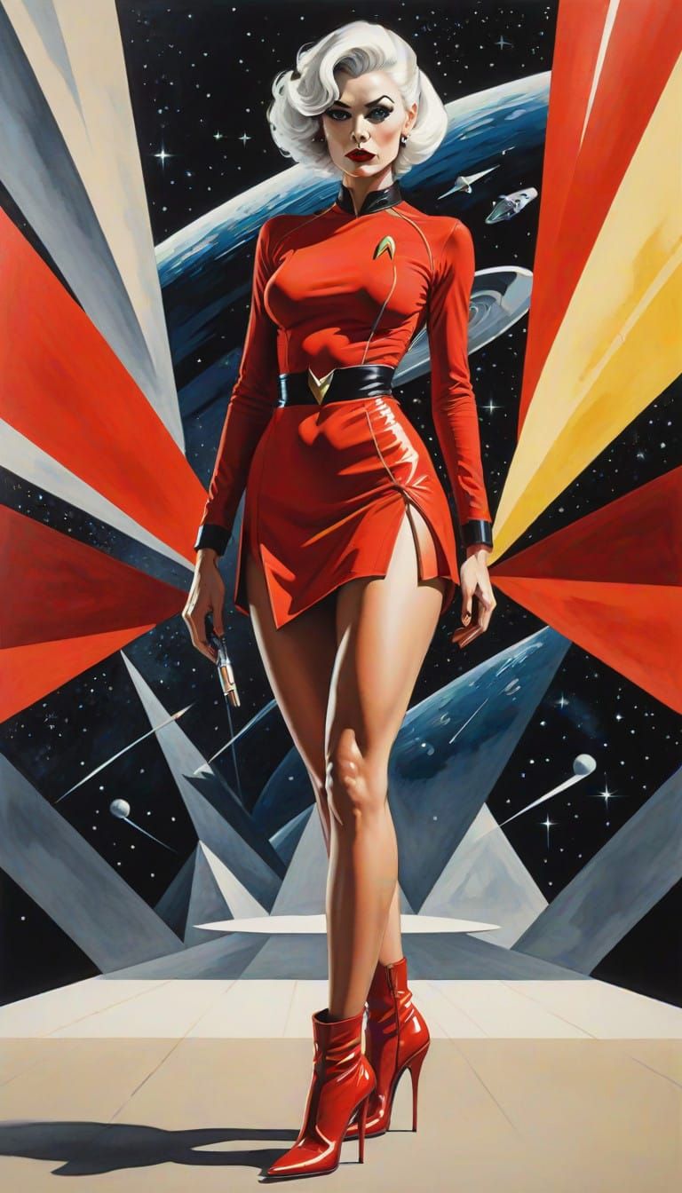 Dramatic Cruella De Vil in Star Trek Red Uniform