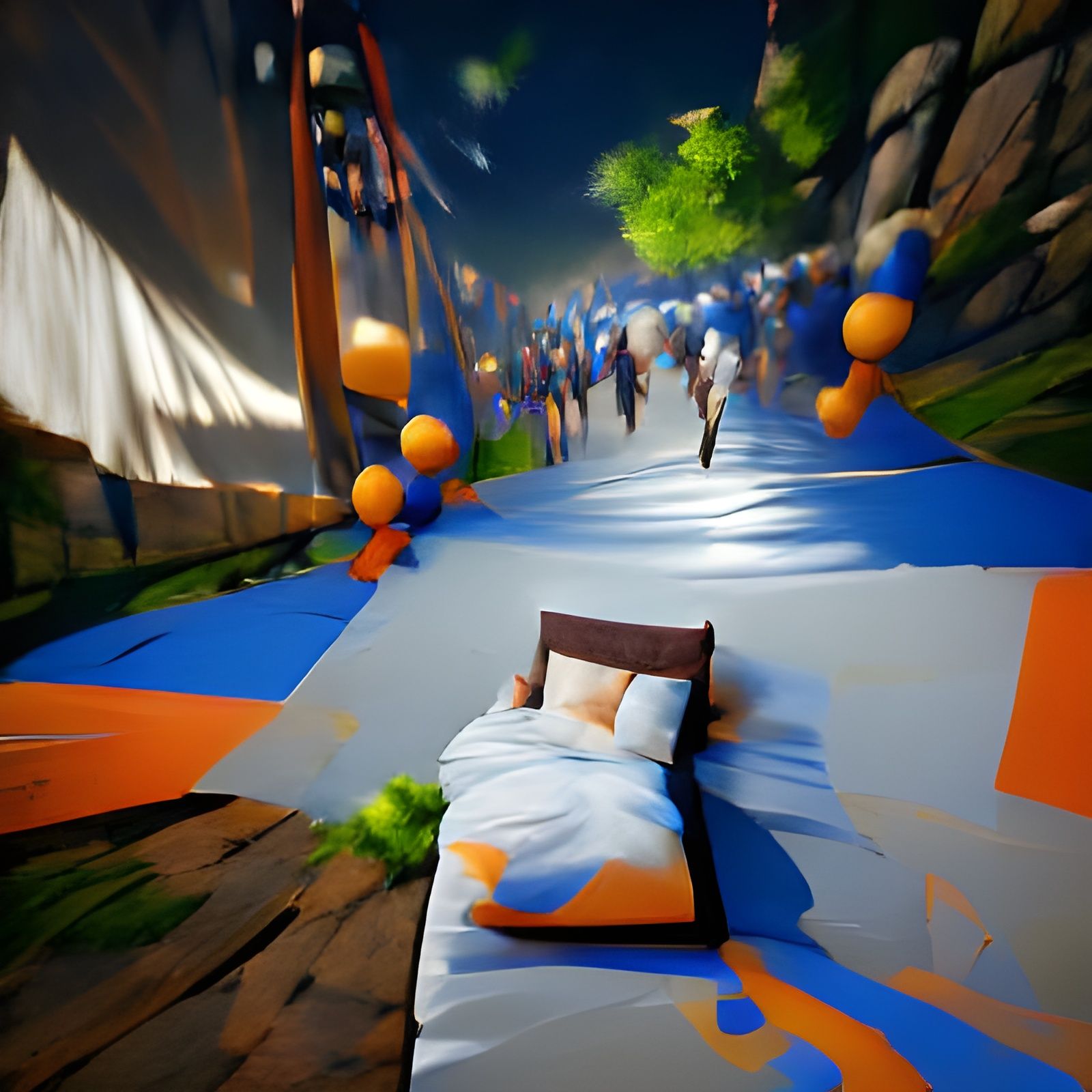 Sleepwalking Through Obstacle Course in Digital Painting Sty...