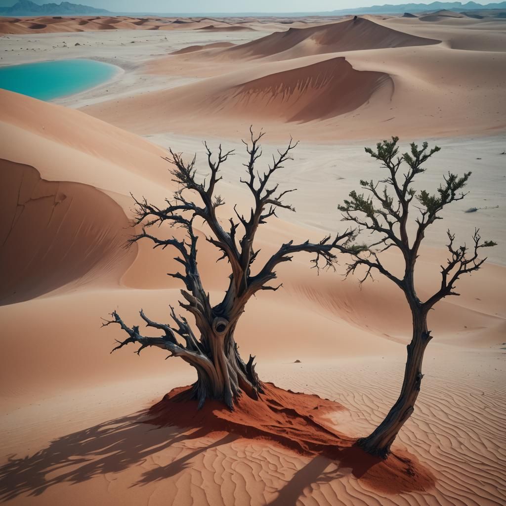 Martian Cypress Tree in Barren Landscape