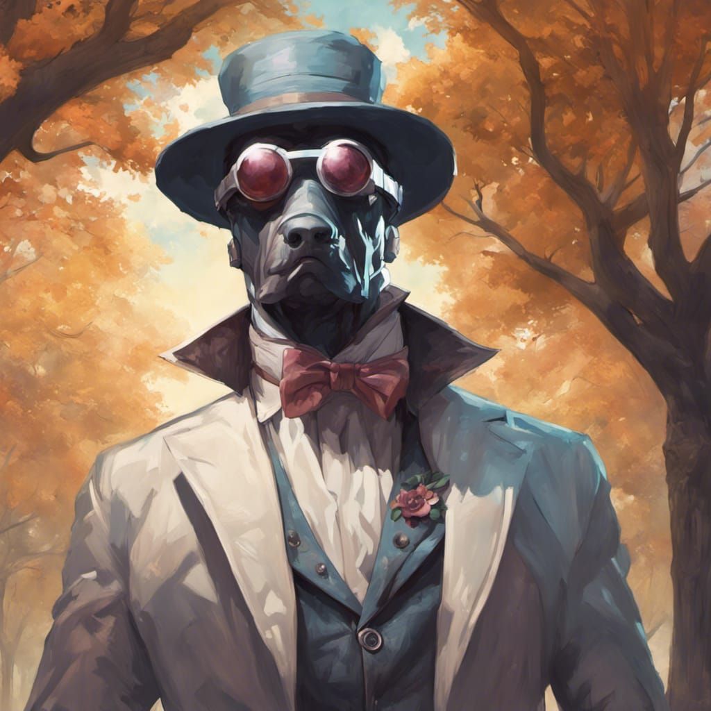 Invisible Man and Dog Portrait in Concept Art Style