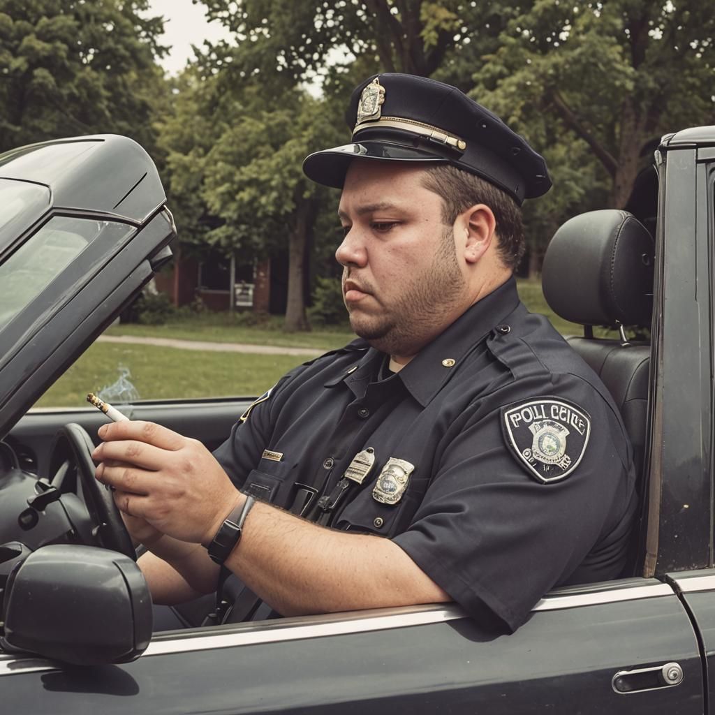 Police Officer Smoking Weed: Humorous AI Image