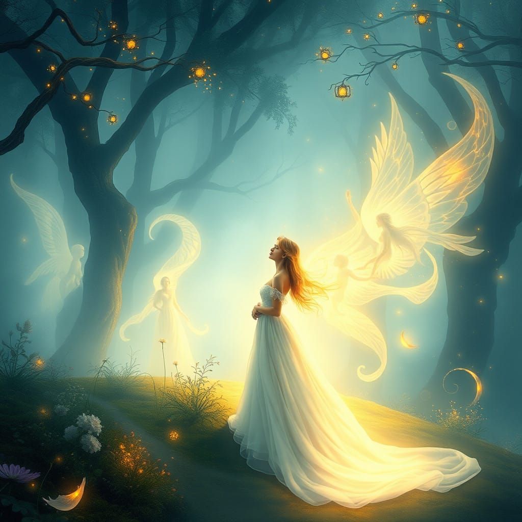 Enchanted Forest Goddess Connects with Whimsical Beings