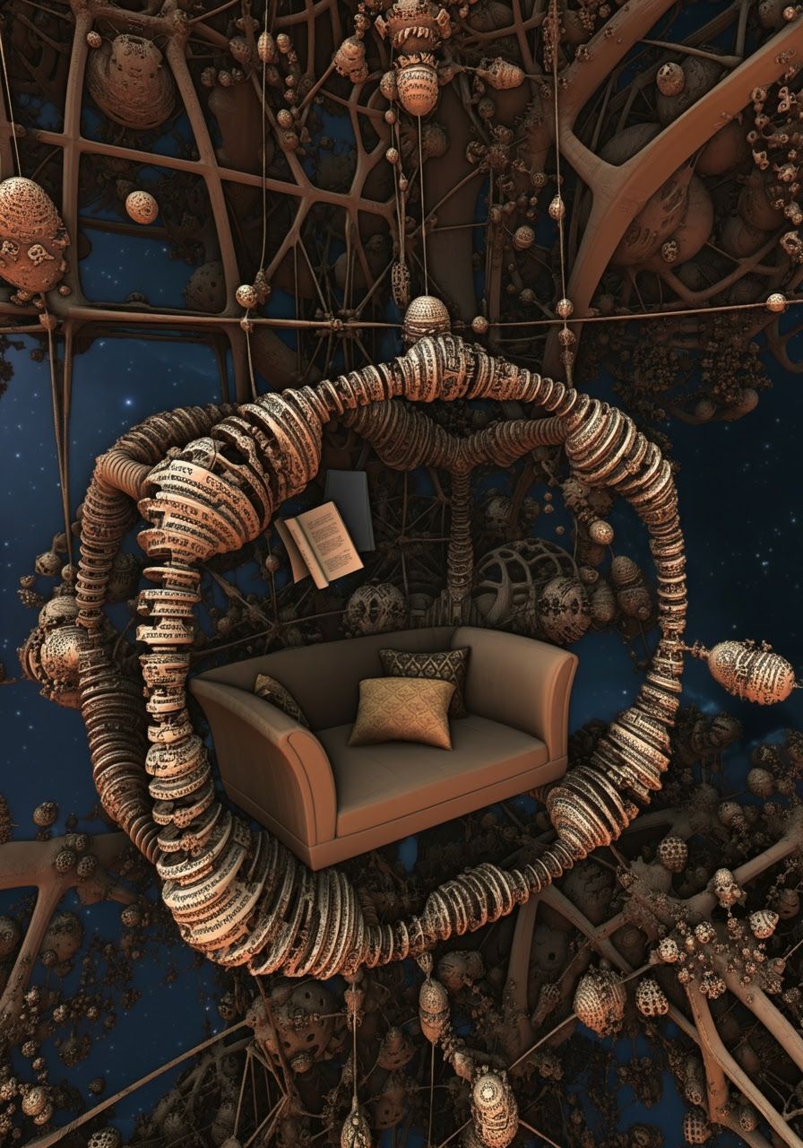 Cosy Floating Cubby in an Eternal Library Under Profoundly L...