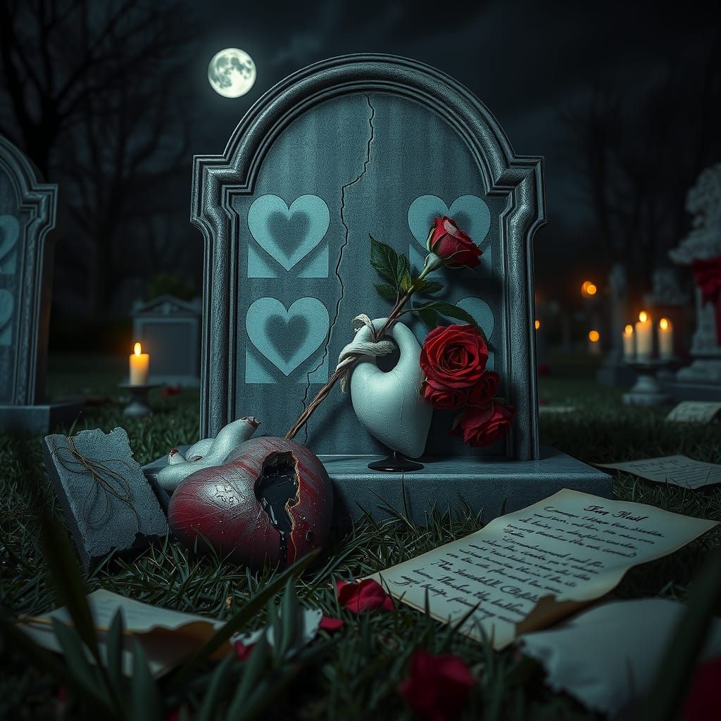 Gothic Romantic Horror: Haunted Graveyard at Night