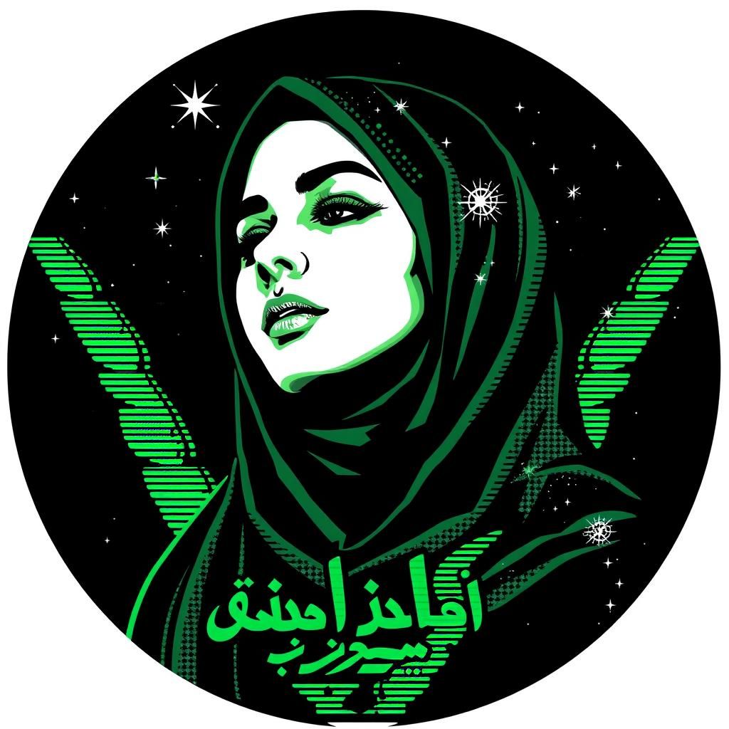 Abstract Maximalist Glitch with Constellations and Arabic Le...