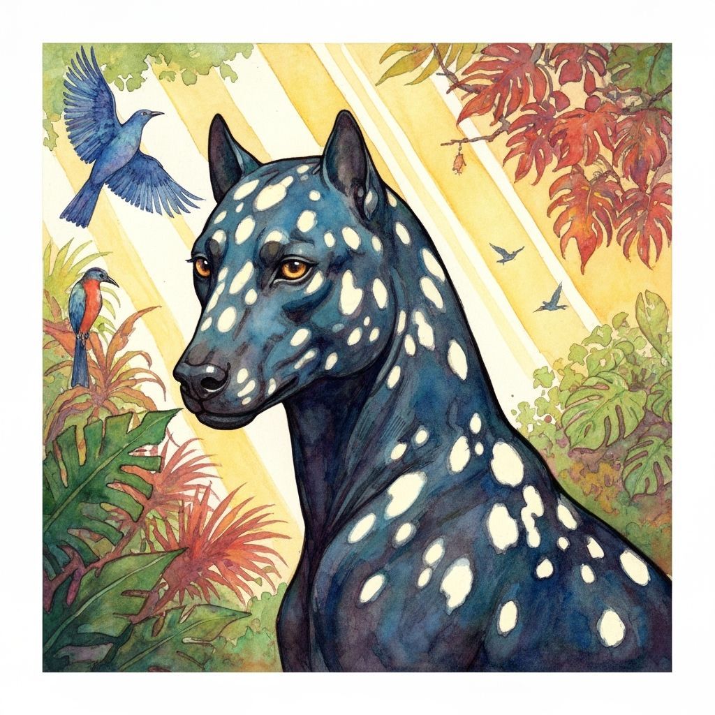 Jaguar in Jungle, Expressive Watercolor Art