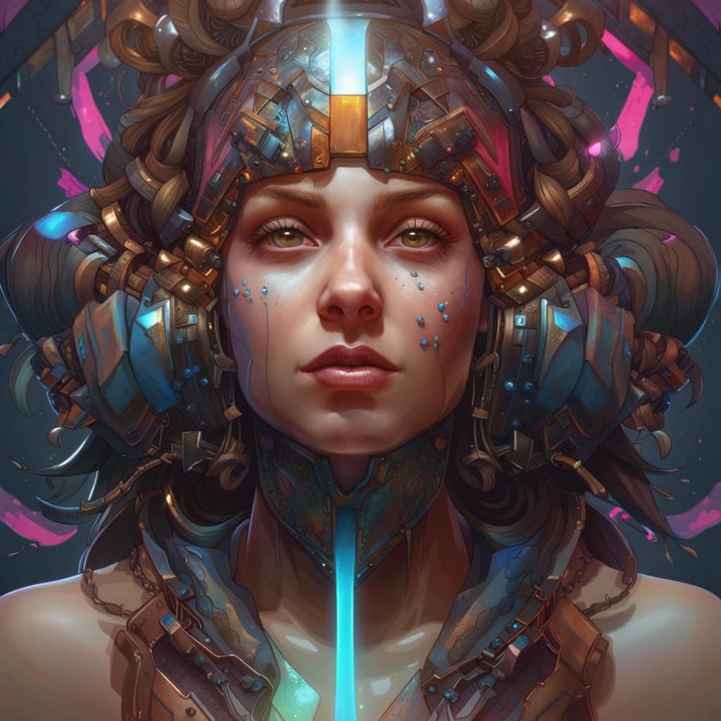 Hybrid Human-Machine Portrait in Digital Art Style