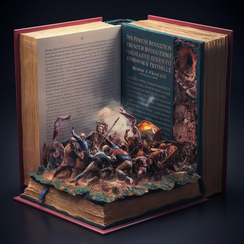 Storming of the Bastille Diorama in Book Carving Style
