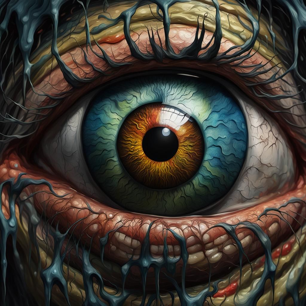 Grotesque Eyeball Head: An Impressionist Masterpiece