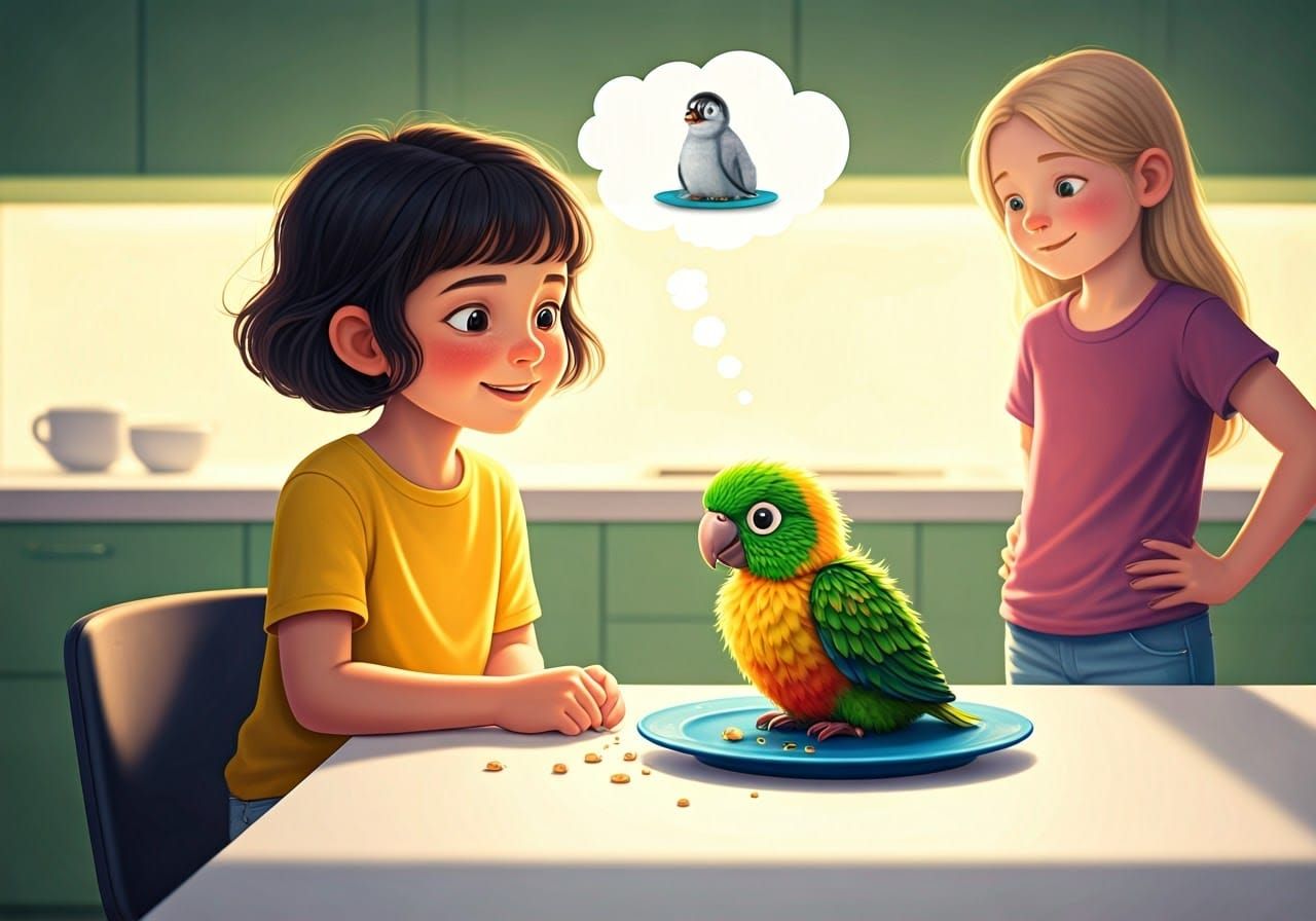 Whimsical Girl Surrounded by Vibrant Colors in a Dreamy Scen...